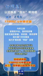 【V視】好消息！以舊換新“國(guó)補(bǔ)”將持續(xù)，中央資金將分批下達(dá)
