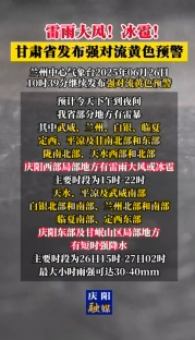 雷雨大風(fēng)！冰雹！甘肅省發(fā)布強(qiáng)對流黃色預(yù)警
