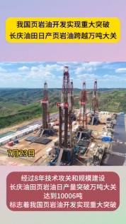 我國頁巖油開發(fā)實現(xiàn)重大突破——長慶油田日產(chǎn)頁巖油跨越萬噸大關